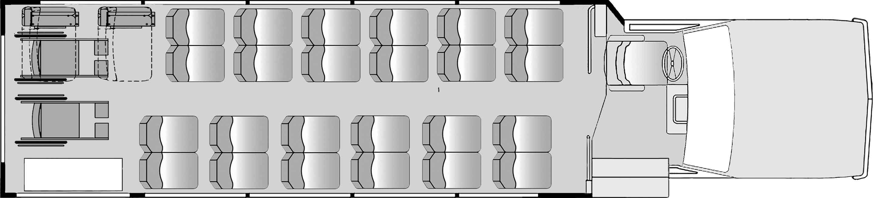 24 Passenger 2 Wheelchair With Foldaway Seats Plus Driver Floorplan Image